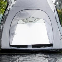 Tenda da Campeggio 5 Posti con 2 Camere Impermeabile con Baldacchino, 590x245x193 cm, Grigio