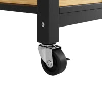 Isola da cucina moderna con lati pieghevoli, spazio di conservazione multifunzionale, 120×45×90 cm, Nero e Legno naturale