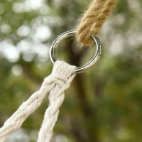 Amaca a Dondolo da Giardino e Casa a 2 Posti, Telaio Metallo e Seduta Cotone 130x75x35cm, Bianco Crema