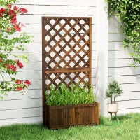 Fioriera da Esterno con Grigliato per Rampicanti e Vaso, in Legno di Abete, 72.5x31.5x149.5 cm