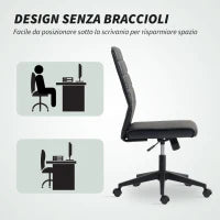 Sedia da Ufficio Ergonomica e Regolabile con Schienale Ricurvo, in Pelle PU e Acciaio, 58x53x97-107 cm, Nero