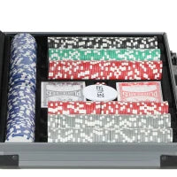 Set da Poker per 10 Giocatori con 400 Fiches, 2 Mazzi di Carte, 5 Dadi, Tappetino e Valigetta Grigia