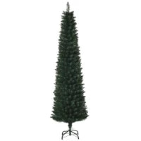 Albero di Natale Slim Alto 180cm con Base Pieghevole, Albero di Natale Artificiale con 380 Rami, in PVC e Metallo, Verde