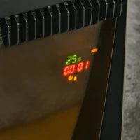 Camino Elettrico da Terra con Effetto Fiamma Realistico, Timer e Telecomando, 1000W e 2000W, 79x26x77.5cm, Bianco e Nero