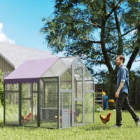 Recinto per Galline, Pollaio con Tetto Impermeabile, 2 Nidi, 2 Posatoi, per 6-8 Galline, 1.7 x 1.8 x 1.8 m, Grigio