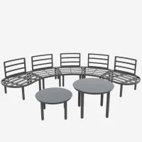 Set di mobili da giardino 5 posti con cuscini, 2 tavolini da caffè in vetro temperato, 85x60x78 cm, Grigio