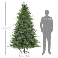 Albero di Natale 210 cm in Plastica Verde con Base in Metallo e 2445 Rami Ignifughi