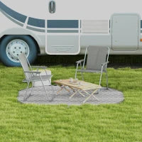 Set 2 Sedie da Giardino Pieghevoli con Braccioli e Seduta in Tessuto Traspirante, Grigio