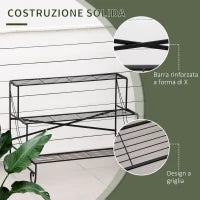 Portapiante in Ferro Battuto, Scaletta Porta Vasi da Esterno a 3 Livelli, Nero