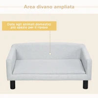 Divano per Cani Taglia Media e Piccola Vellutato con Cuscino, Braccioli e Schienale, 82x54x36 cm, Grigio Chiaro