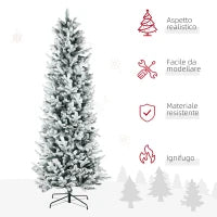 Albero di Natale Innevato 225cm con 988 Rami e Base in Acciaio per Interni con Apertura Automatica