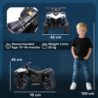 Quad elettrico per bambini 6V, con musica e fari LED, per 3-8 anni, 70 x 42 x 45 cm, Bianco