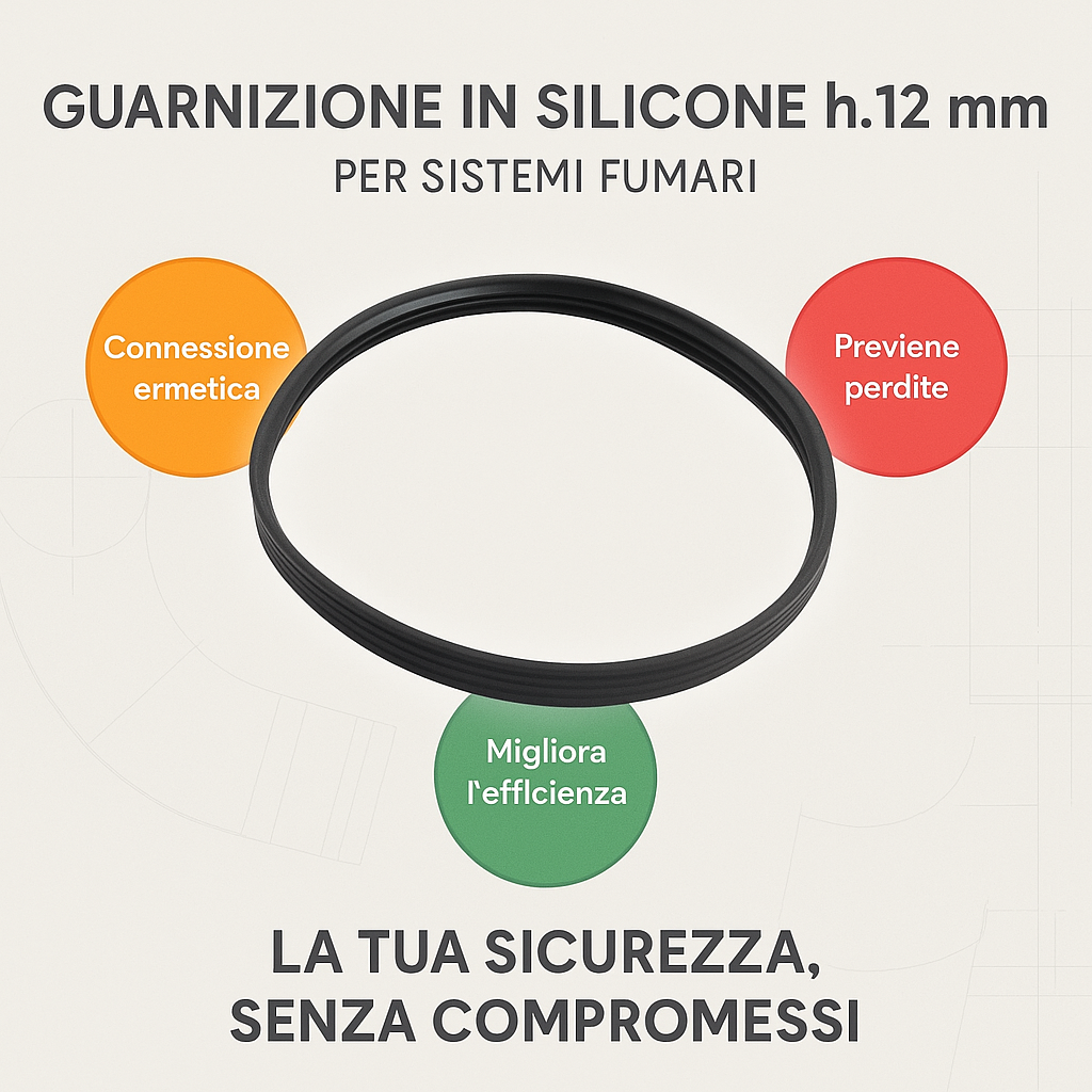 Guarnizione siliconica h.12 mm canna fumaria mono parete isolamento perfetto *** misura Ø 300 mm, confezione 1