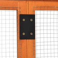 Gabbia per Galline in Legno con Porte Multiple e Rete in Metallo, 140x88.5x106cm, Arancione