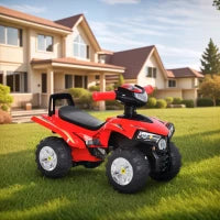 Quad Giocattolo per Bambini con Clacson, Musica e Luci, 60x38x42 cm, in PP Rosso