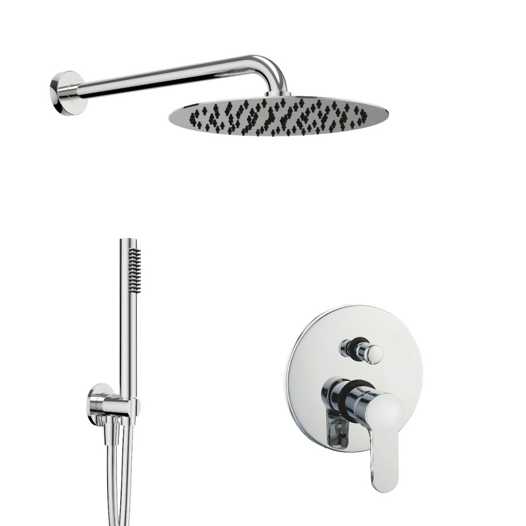 Kit doccia tondo completo di soffione doccetta e miscelatore con deviatore hope