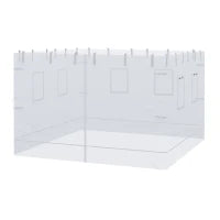 Parete per Gazebo 3x3 in Nylon, Set 3 Pezzi Zanzariera con 6 Finestre e Porta con Cerniera, 300Lx195 cm