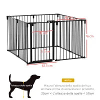 Cancelletto di Sicurezza per Cani Pieghevole a 8 Sezioni, Sistema di Blocco e Chiusura Automatica, Nero