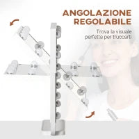 Specchio Trucco Illuminato Inclinabile con 12 Luci LED e Luminosità Regolabile, 32.8Lx11x47.4cm