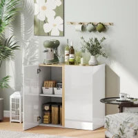 Credenza con ante Soft-Close, ripiano adattabile, per Soggiorno, Cucina, Sala da Pranzo, Bianco