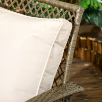 Salotto da Giardino a 4 Posti da 4 Pezzi, Stile Coloniale, Tavolino, Cuscini Beige Inclusi, in Resina Intrecciata, Marrone Chiaro