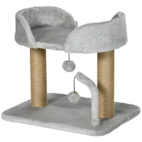 Albero per Gatti con Tiragraffi in Juta, Lettino e Palline, 48x38x42 cm, Grigio