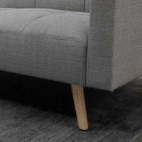 Divano Letto Matrimoniale con Tessuto Traspirante Effetto Lino e Schienale Regolabile, 205x88x80 cm, Grigio