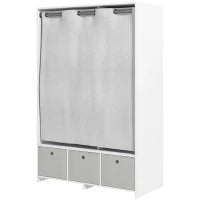 Armadio Guardaroba con Barra Appendiabiti, 3 Cassetti in Tessuto e 3 Ripiani, 105x48x160 cm, Bianco e Grigio