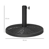 Base per Ombrellone da Giardino Rotonda Effetto Rattan Ø45cm Peso da 9.5kg, Nero