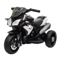 Moto Elettrica per Bambini 3-5 Anni Max. 25kg con Luci, Musica, Batteria 6V e Velocità 3km/h, 86x42x52 cm, Nero