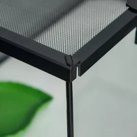 Terrario per Rettili Rialzato con Serratura e Termometro, in Vetro e Rete Metallica, 50x30x25 cm, Nero