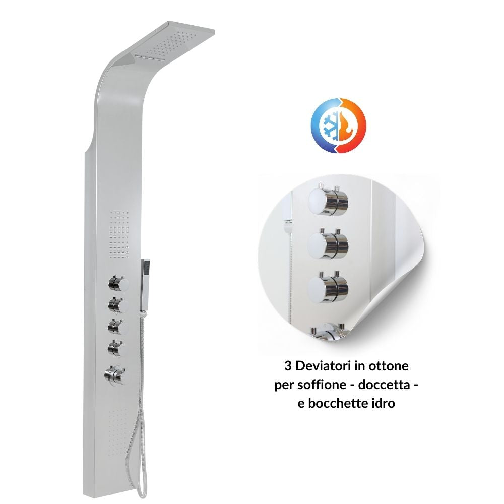 Colonna doccia termostatica siria 4 funzioni getto a cascata bocchette lombari *** finitura- cromo lucido, confezione 1
