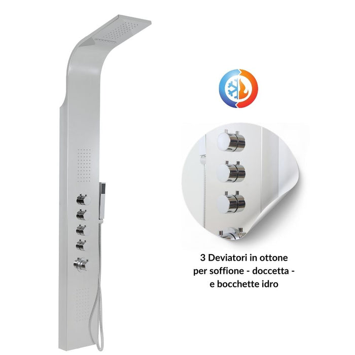 Colonna doccia termostatica siria 4 funzioni getto a cascata bocchette lombari *** finitura- cromo lucido, confezione 1