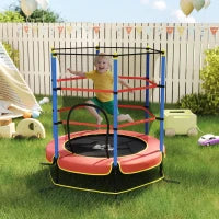 Trampolino per Bambini con Tappeto Elastico, Rete di Sicurezza e Pali Imbottiti, Età 3-10 Anni, Blu