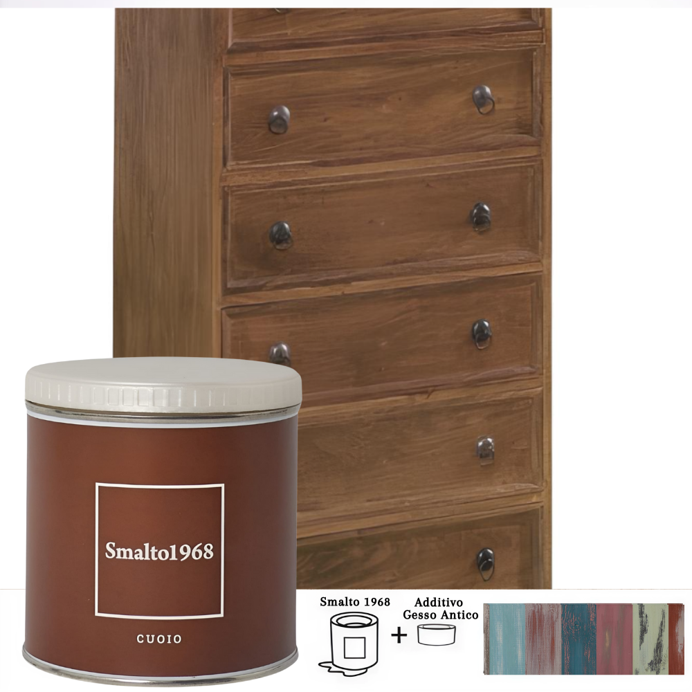 Smalto1968 base acqua gesso antico shabby chic finitura opaca multicolore l 0.5 *** colore- cuoio, confezione 1