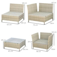 Salotto da Giardino 7 Pezzi Modulabile in Rattan PE con Cuscini, Beige