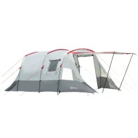 Tenda da campeggio familiare 6-8 persone, tenda tunnel impermeabile, porte e finestre, 5,1 x 2,4 x 1,8 cm, grigio chiaro