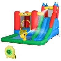 Gioco Gonfiabile per Bambini 3-8 Anni con Scivolo, Trampolino, Piscina, max 4 Bambini, 330x245x215cm