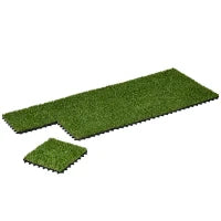 Erba Sintetica Artificiale, Set di 10 Piastrelle 30 x 30 cm, Spessore 3 cm, Design ad Incastro, Verde