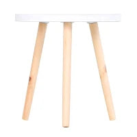 Tavolino da Salotto Rotondo con Bordo Rialzato in Legno, Φ40x40.5cm - Bianco e Oro