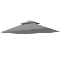 Copertura per Gazebo da Giardino per Barbecue 1.52x2.44 m a 2 Livelli in Poliestere Grigio Chiaro