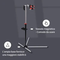 Cavalletto per Manutenzione Bici con Altezza Regolabile e Rotazione a 360°, 100x66x109-180cm