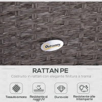 Set Mobili da Giardino 2 Poltrone 2 Poggiapiedi 1 Tavolino in Vetro Temperato Rattan Grigio
