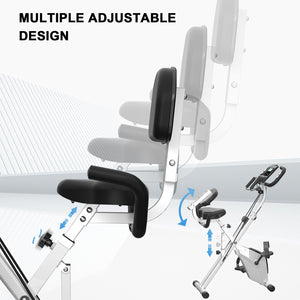 Cyclette Magnetica Pieghevole - RATTANTREE - con Display LCD e Sensore di Frequenza Cardiaca Cyclette - Bianco