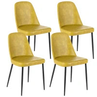 E-STYLO Sedia da pranzo in soft touch senape e gambe in metallo nero, 52cm X 45cm H. 85cm.