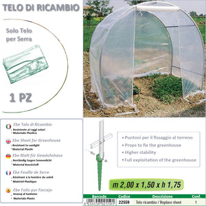 Telo ricambio per serra (200 x 150 x h 175)