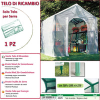 Telo ricambio per serra (200 x 200 x h 220 cm)