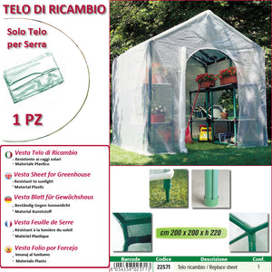 Telo ricambio per serra (200 x 200 x h 220 cm)