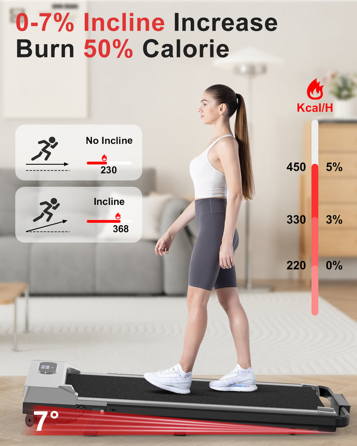 Tapis Roulant Elettrico Pieghevole 1-8 km/h - RATTANTREE - con Inclinazione, Display a LED, Supporto per App e Tablet - Portante 145kg - silver