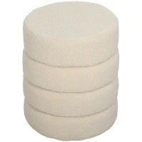 Pouf, rotondo, in peluche, telaio in metallo, fino a 120kg, Φ40x45H cm, Beige